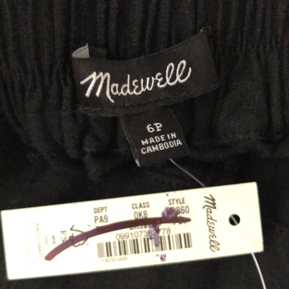 Madewell Pants Pull On Straight  High Rise Relaxed True Black NWT Size 6P - Picture 8 of 11